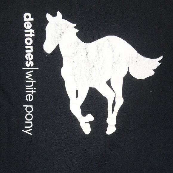 VINTAGE DEFTONES WHITE PONY (CRACKED LOGO) BLACK LARGE T-SHIRT L217 - Picture 1 of 4